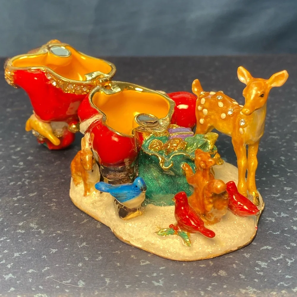 Kubla Crafts Bejeweled Christmas Santa Claus with Animals Box